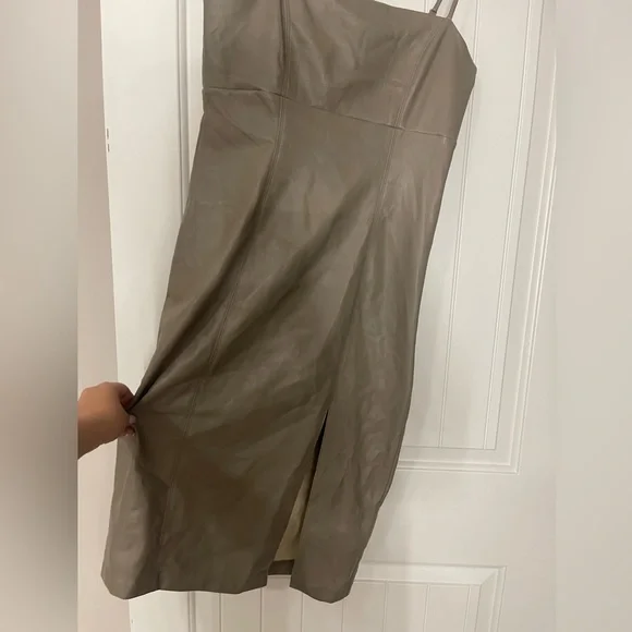 Express Body Contour Faux Leather Cami Midi Dress - Picture 9 of 11